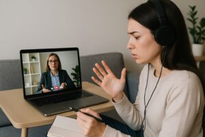 Psicólogo online em sessão de terapia
