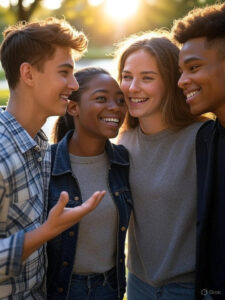 Illustration representing emotional connection and support in a BPD peer group